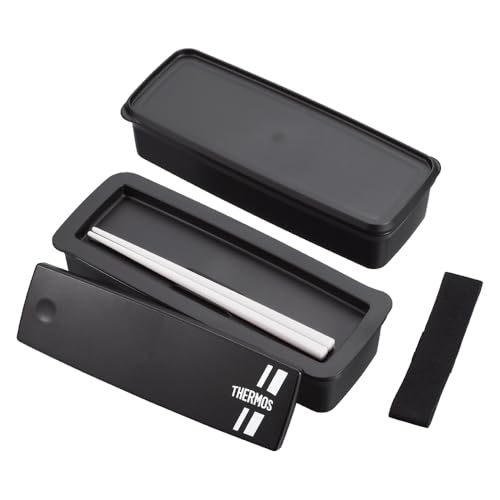 サーモス 弁当箱 2段 フレッシュランチボックス ハシ付き 980ml ブラックシルバー DJS-981W BKSLの詳細・まとめ 画像