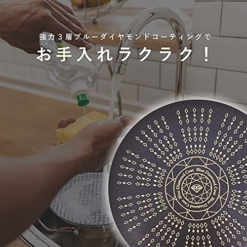 パール金属 NEW贅の極み ブルーダイヤモンドコート IH対応 ガラス蓋 付 すきやき鍋 20cm HB-3256 ブラックの特徴・詳細 画像