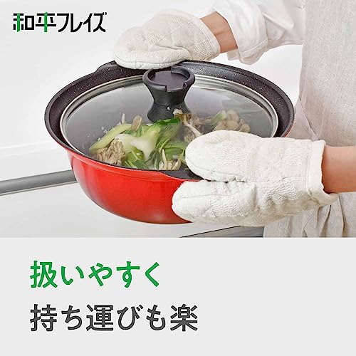 和平フレイズ 土鍋より軽くて丈夫 マーブルコート 焼付塗装 卓上鍋 30cm 10号サイズ 5-6人用 IH・ガス対応 ガラス蓋付 紅丈膳 RB-1677の特徴・詳細 画像