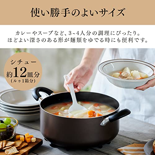 アイリスオーヤマ 鍋 26cm ガス火/IH対応 蓋付き ダイヤモンドコート 長持ち こびりつきにくい お手入れ簡単 DIS-P26 ブラックの特徴・詳細 画像
