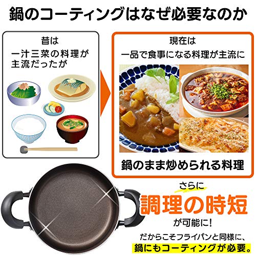 アイリスオーヤマ 両手鍋 20㎝ 鍋 蓋つき ガス火/IH対応 ガラス蓋付き ダイヤモンドコート 長持ち こびりつきにくい お手入れ簡単 ブラック DIS-P20の特徴・詳細 画像