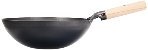 遠藤商事 TKG 中華鍋 北京鍋 27cm 木製ハンドル 片手 サイズ:φ270×深さ78mm 重量:1000g 材質:鉄 中華料理の定番 強火で一気に炒める調理に最適 業務用 APK12027の詳細・まとめ 画像