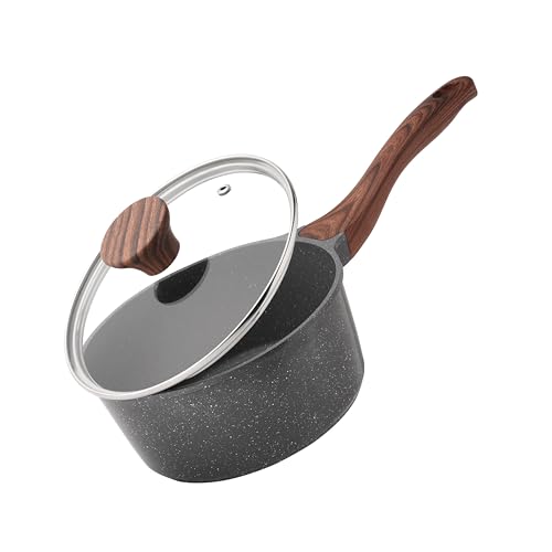 SENSARTE 片手鍋20cm IH/ガス対応 味噌汁 鍋 ソースパン 焦げ付かない マーブルコート 洗いやすい 高熱効率 離乳食 有害物質不使用 一年保証 グレーの外観・全体像 画像