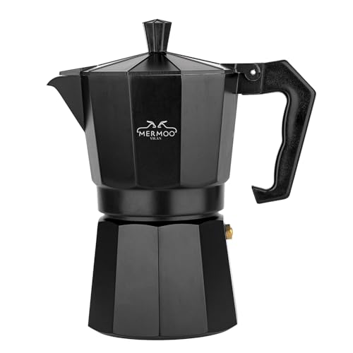 MERMOO YILAN 直火エスプレッソメーカー 6カップ 300ml ブラック モカポット アルミ コーヒーメーカー アウトドア コーヒー エスプレッソマシンの外観・全体像 画像