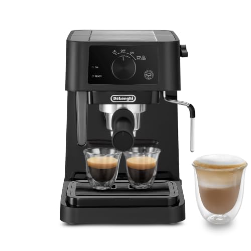DeLonghi(デロンギ) De'Longhiエスプレッソメーカー スティローザ EC235J-BK カプチーノ ラテアート エスプレッソマシン ステンレス製ミルクフロッサー スタイリッシュ エントリーモデル [ブラック] ファミリー登録で3年保証の外観・全体像 画像