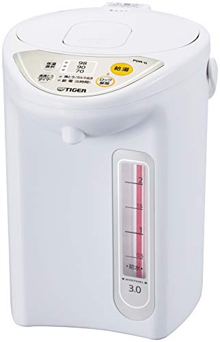 タイガー魔法瓶(TIGER) マイコン電気ポット 保温機能 節電タイマー 3L アーバンホワイト PDR-G300-WUの外観・全体像 画像