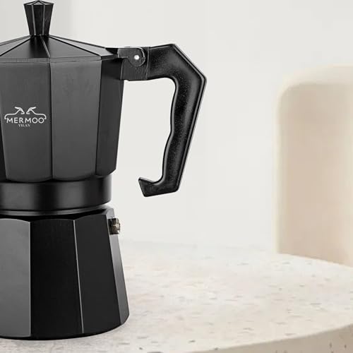MERMOO YILAN 直火エスプレッソメーカー 6カップ 300ml ブラック モカポット アルミ コーヒーメーカー アウトドア コーヒー エスプレッソマシンの特徴・詳細 画像