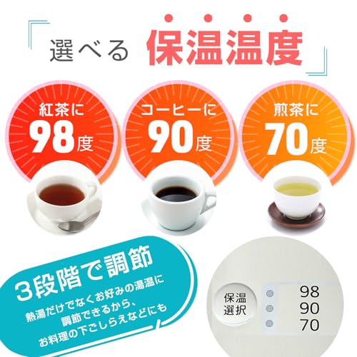 タイガー魔法瓶(TIGER) マイコン電気ポット 保温機能 節電タイマー 3L アーバンホワイト PDR-G300-WUの特徴・詳細 画像