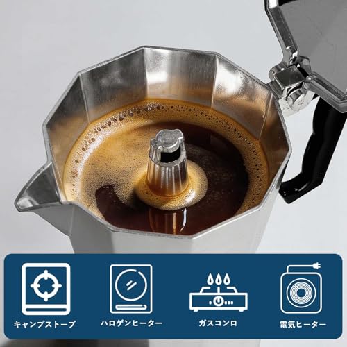 MERMOO YILAN 直火エスプレッソメーカー 3Cup 150ml モカポット アルミ コーヒーメーカー アウトドア コーヒー エスプレッソマシンの特徴・詳細 画像