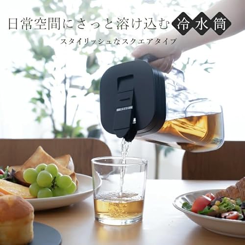 アスベル 冷水筒 2.0L 麦茶ポット 耐熱 ピッチャー タテヨコ置ける 横にできる 2リットル 2L 洗いやすい プラスチック 水差し ワンプッシュ スクエア 角丸型 オシャレ 取っ手付き 黒 ブラック 注ぎやすい 茶しぶ不着防止加工 ドリンクビオ VIO SP-200 A8052 ASVELの特徴・詳細 画像