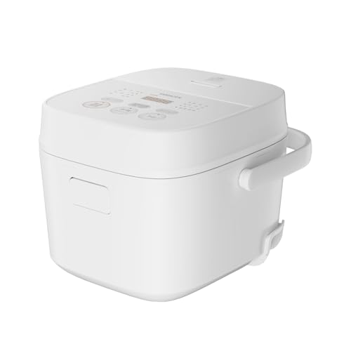 【Amazon.co.jp限定】[山善] 炊飯器 一人暮らし 3合 3種類炊き分け機能 マイコン式 低温調理 無洗米モード 保温 予約機能 ホワイト AMRC-5M(W)の外観・全体像 画像