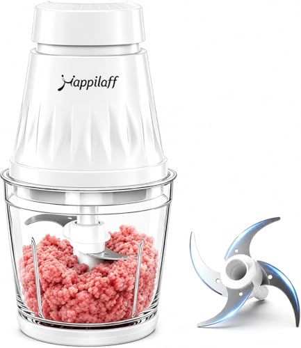 happilaff フードプロセッサー 350W 1台5役 みじん切り器 600mlガラスボウル 4枚刃 過熱保護 静音の外観・全体像 画像