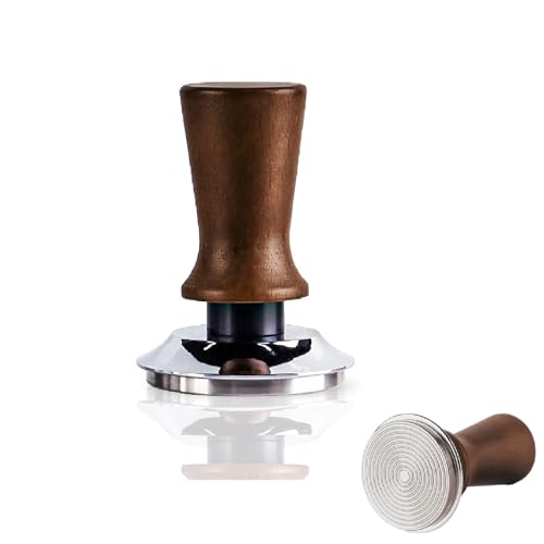 SensaBliss 51mmエスプレッソタンパー 定圧式 押圧が傾かない ステンレススチールリップルベース付き 木製ハンドル コーヒータンパー コーヒーハンマー 校正済み カフェ・自宅用 コーヒー器具の外観・全体像 画像