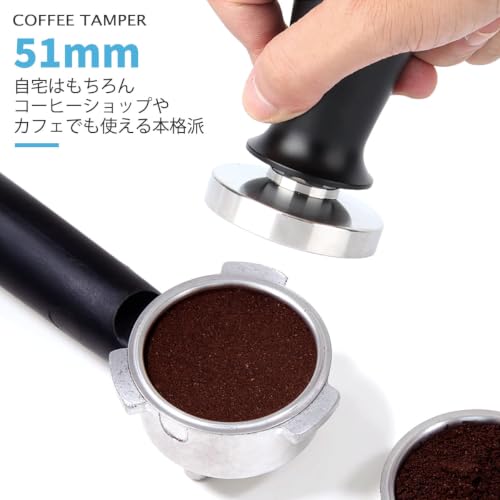 タンパー 51mm エスプレッソ タンパー バネ式タンパー 30lbs定圧 ステンレス製 コント エスプレッソアクセサリー コーヒー タンパーの特徴・詳細 画像